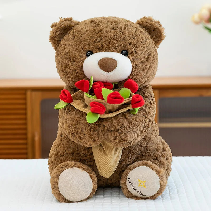 Romantic Teddy Bear Hugging Roses Bouquet – New Style Rose Bear Plush Toy - Image 8