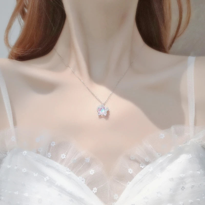 2023 Cute Star & Moon Sugar Necklace – Color-Changing Cloud Collarbone Chain for Women - Image 4