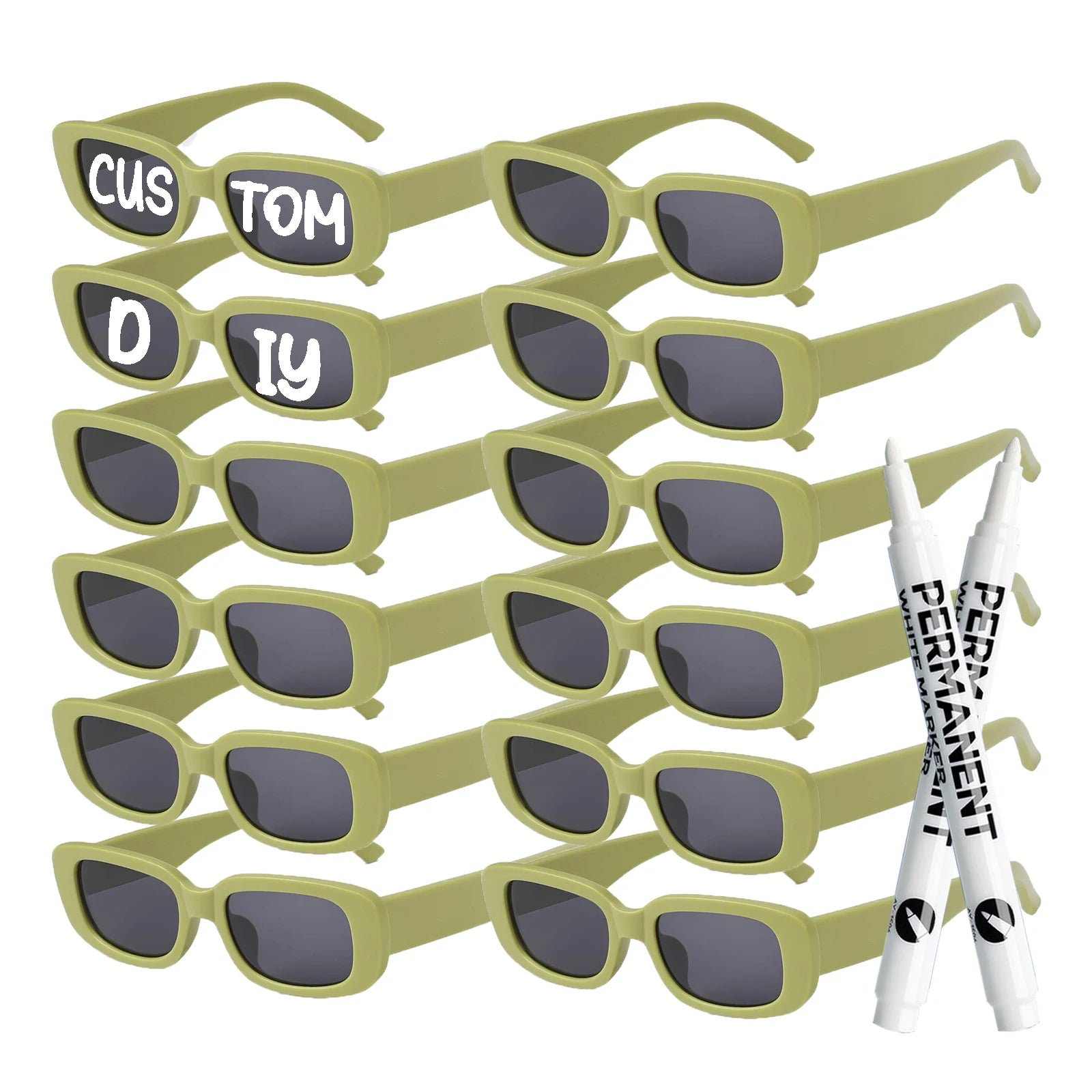12–100 PCS Custom Wedding Sunglasses – Retro Square DIY Glasses with Pens for Parties & Events (GRAD 2025) - Image 8