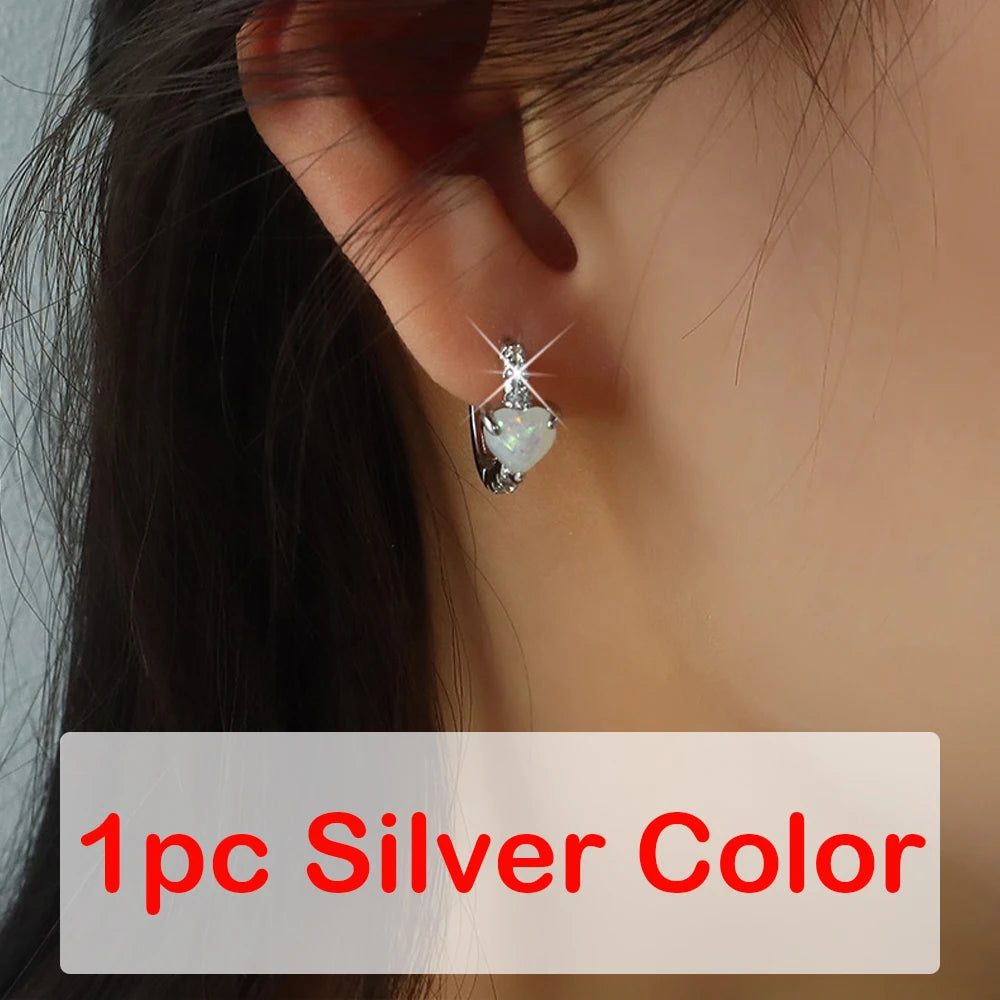 1pc Love Heart Ear Buckle – 2000s Aesthetic Y2K Opal & Zircon Hoop Earring - Image 7