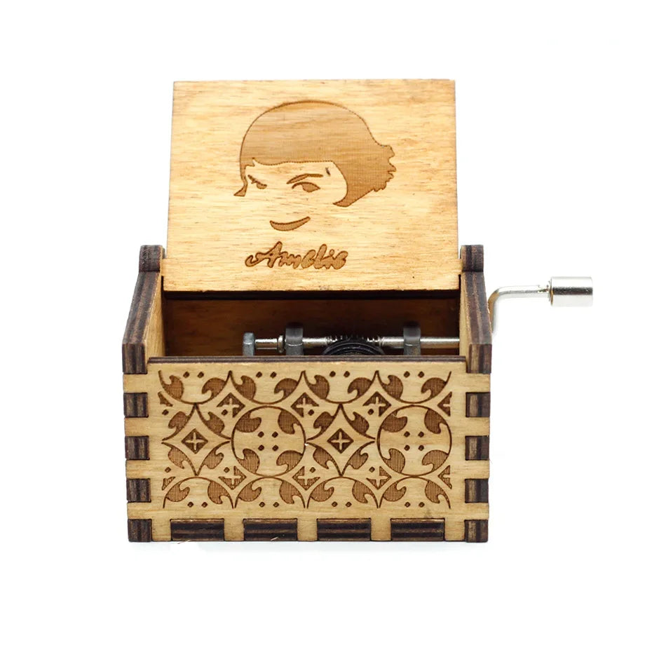 Hand-Cranked Wooden Theme Music Box - Image 7