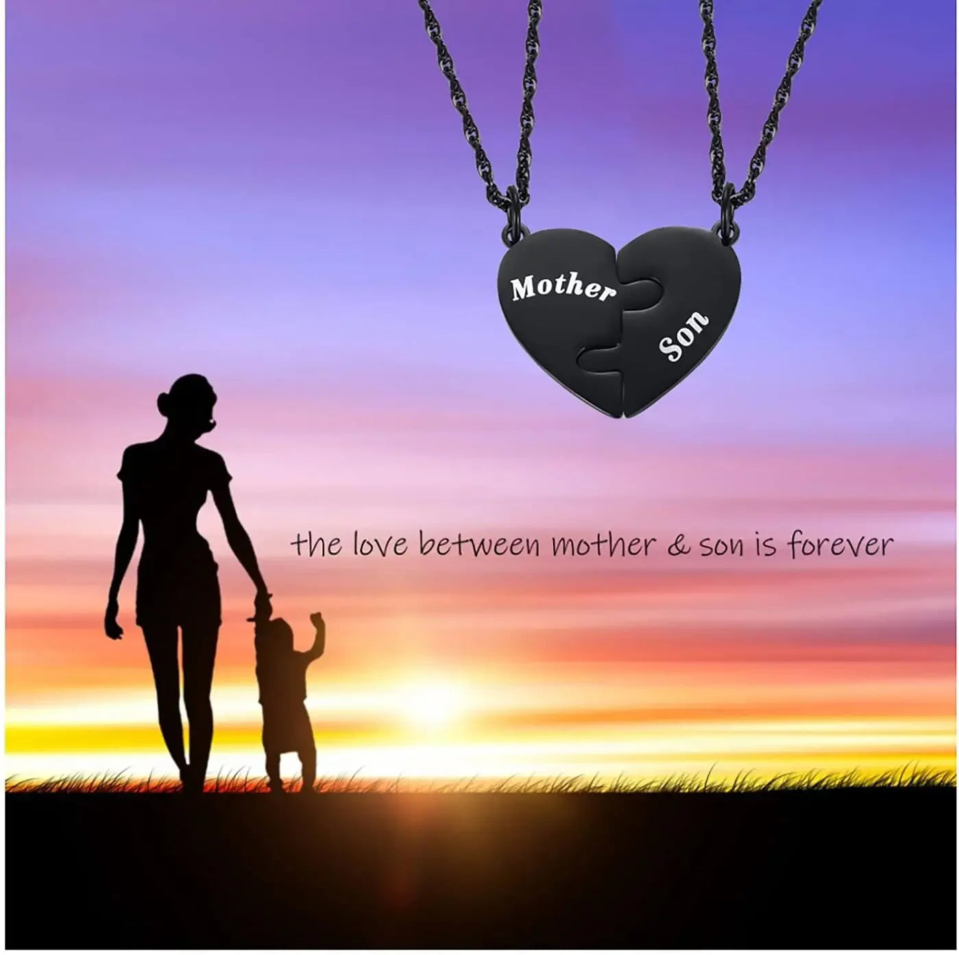 Mother and Son Matching Heart Pendant Necklace Set – Meaningful Gift for Mom and Son - Image 4