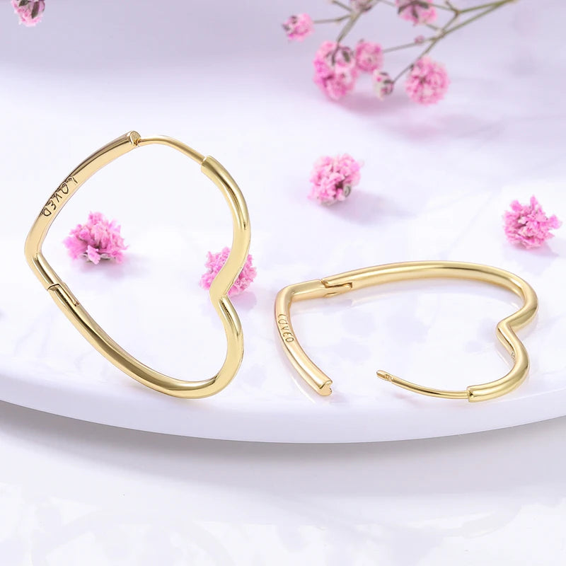 925 Sterling Silver Three-Color Asymmetrical Heart Earrings – Playful Love Design for Women - Image 4