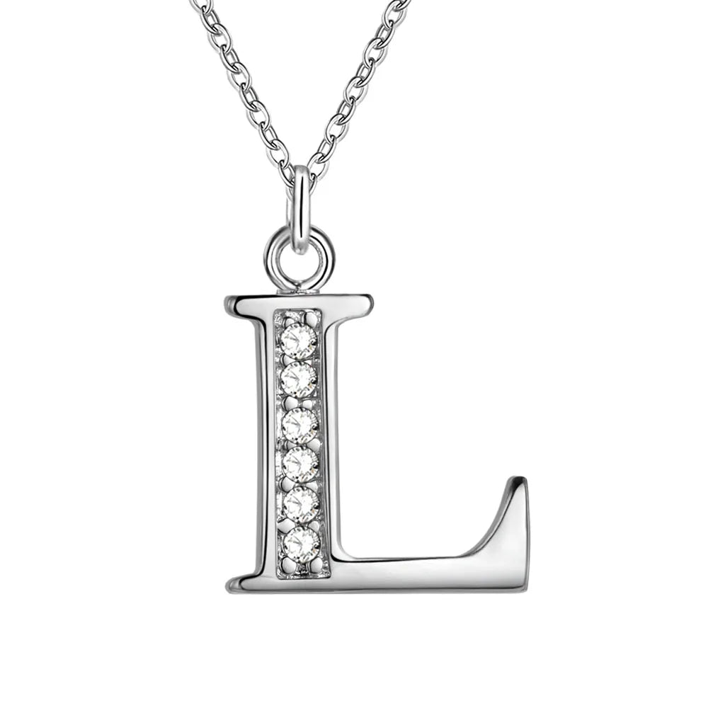 26 Letters 925 Sterling Silver Necklace Pendant – Zircon Accent Jewelry for Women - Image 15