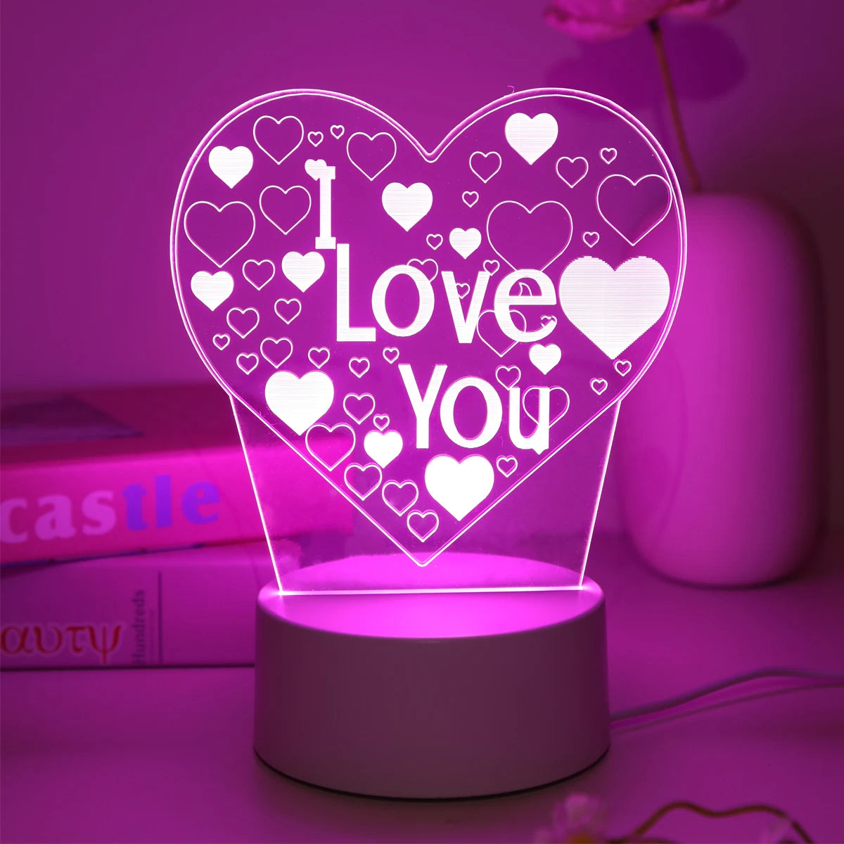 Pink Romantic Confession “I LOVE YOU” 3D Night Light