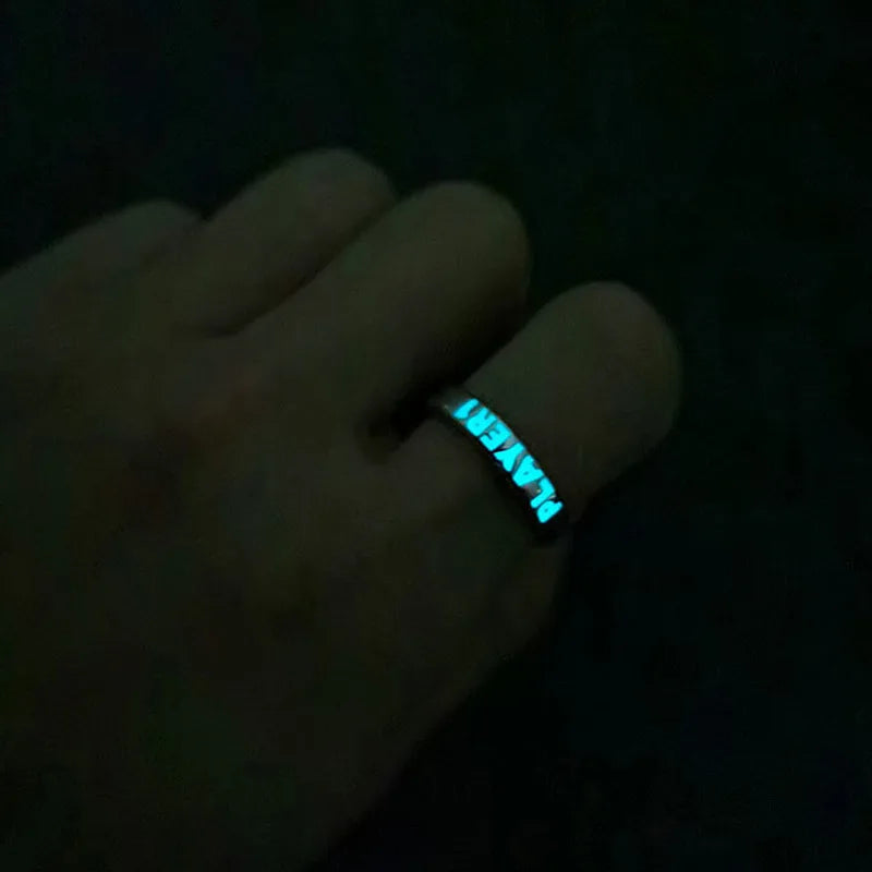 Fashion Blue Love Heart Luminous Ring - Image 15