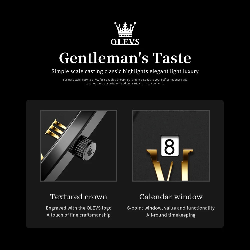 OLEVS 2969 Men’s Square Quartz Watch – Waterproof, Luminous, with Automatic Date Display - Image 5