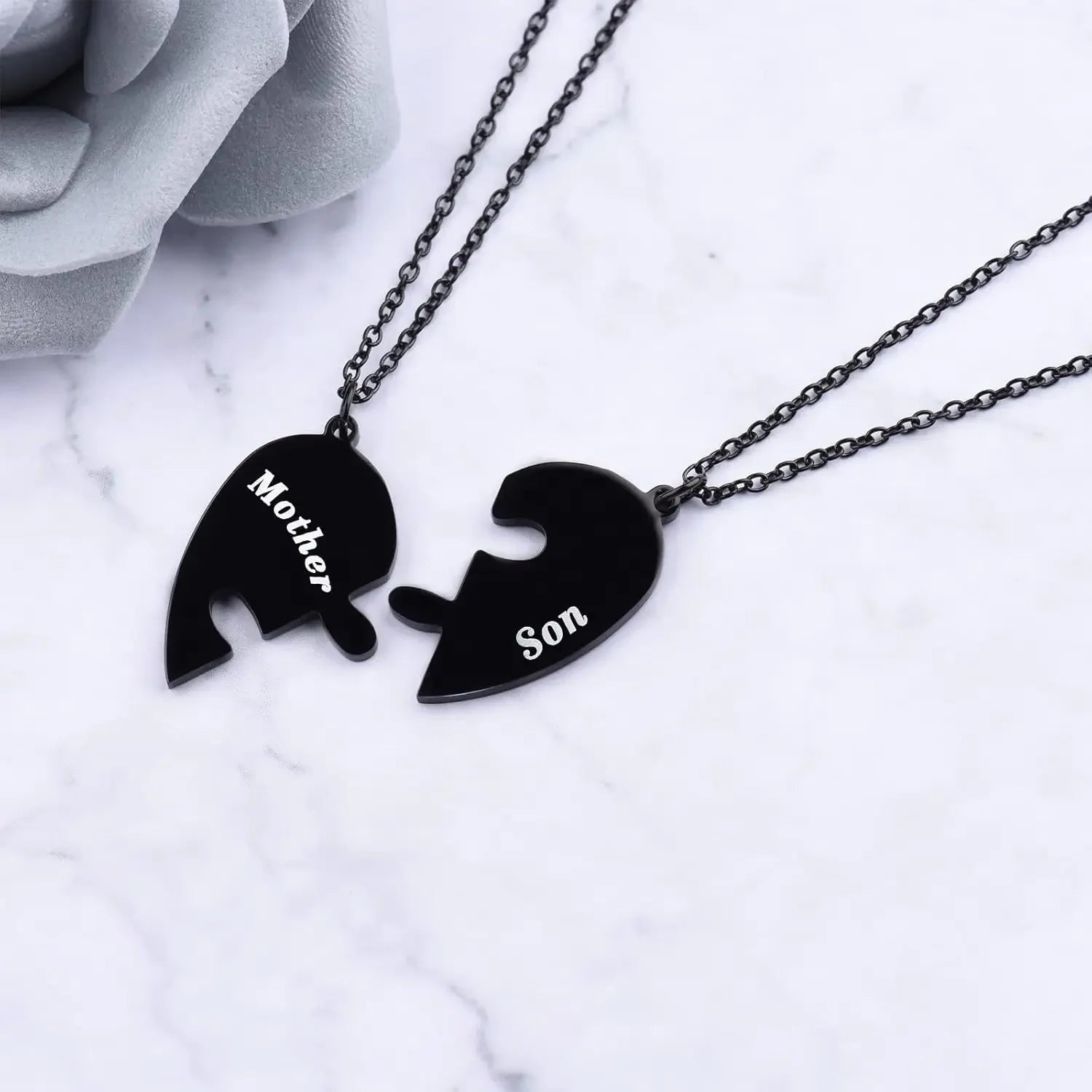 Mother and Son Matching Heart Pendant Necklace Set – Meaningful Gift for Mom and Son - Image 3