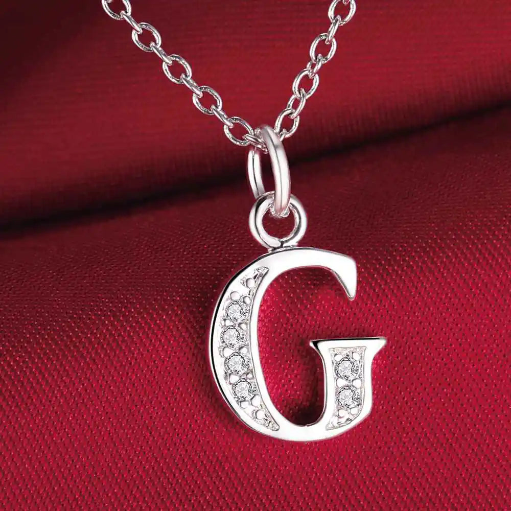 26 Letters 925 Sterling Silver Necklace Pendant – Zircon Accent Jewelry for Women - Image 23