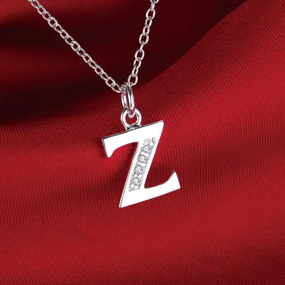 26 Letters 925 Sterling Silver Necklace Pendant – Zircon Accent Jewelry for Women - Image 18
