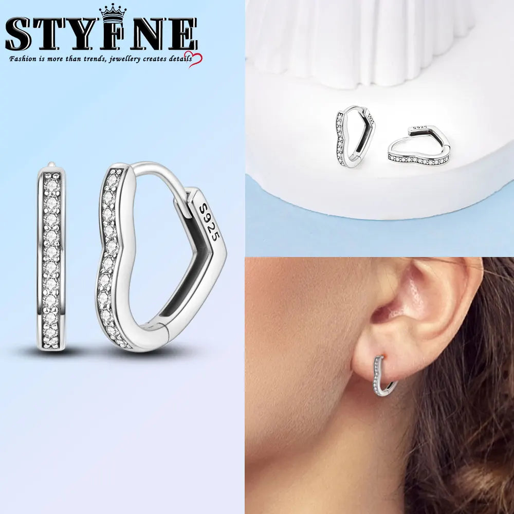 925 Sterling Silver Three-Color Asymmetrical Heart Earrings – Playful Love Design for Women - Image 14