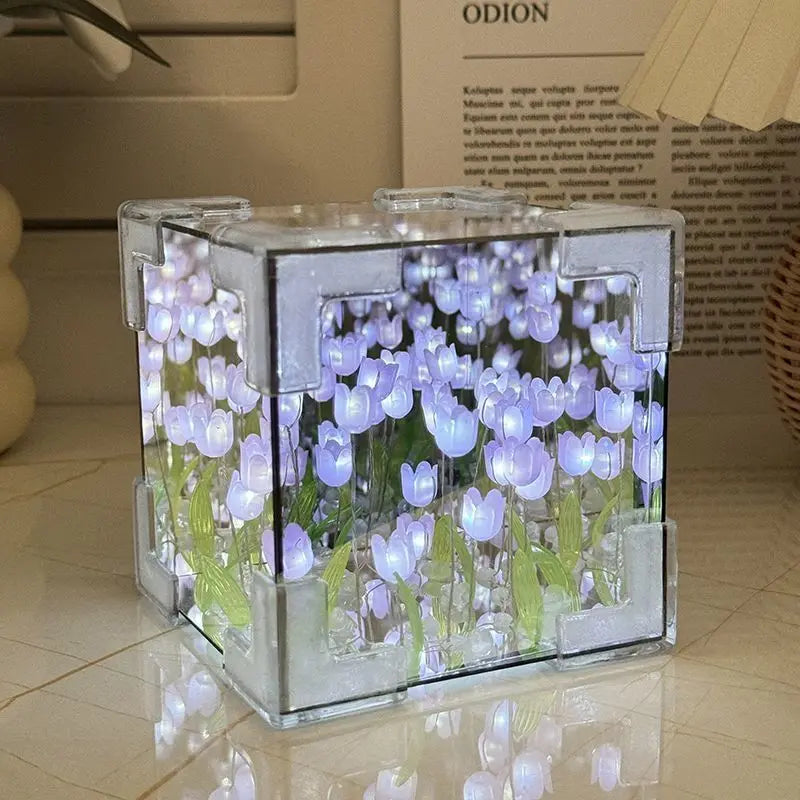 Handmade DIY Tulip Flower Cube Night Light – Full Material Kit for Room Décor & Couple Birthday Gift - Image 7