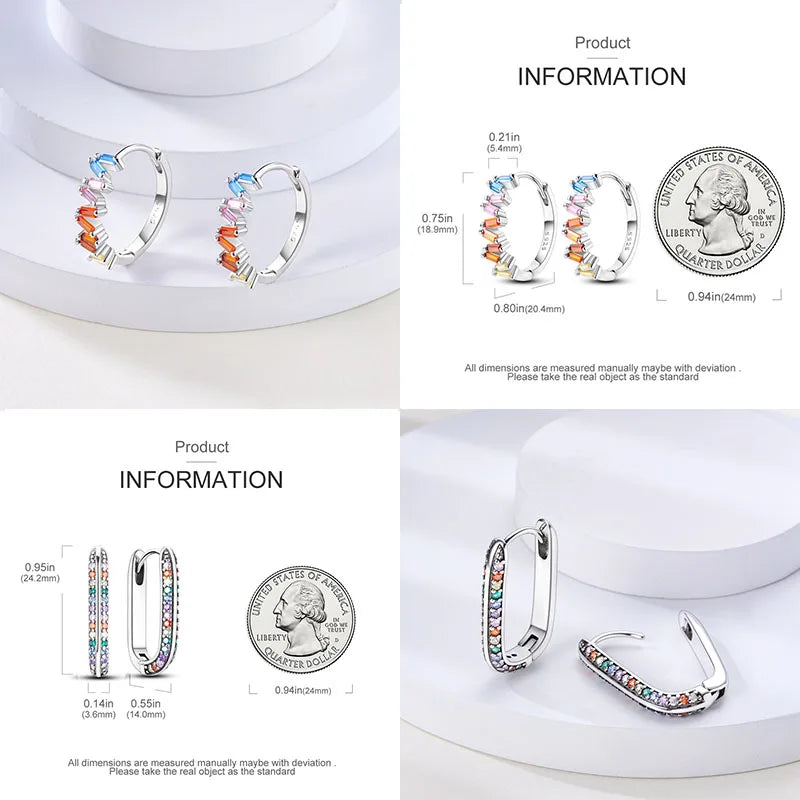 Original 925 Sterling Silver Colorful Hoop Earrings – Gold & Rose Gold for Women - Image 5