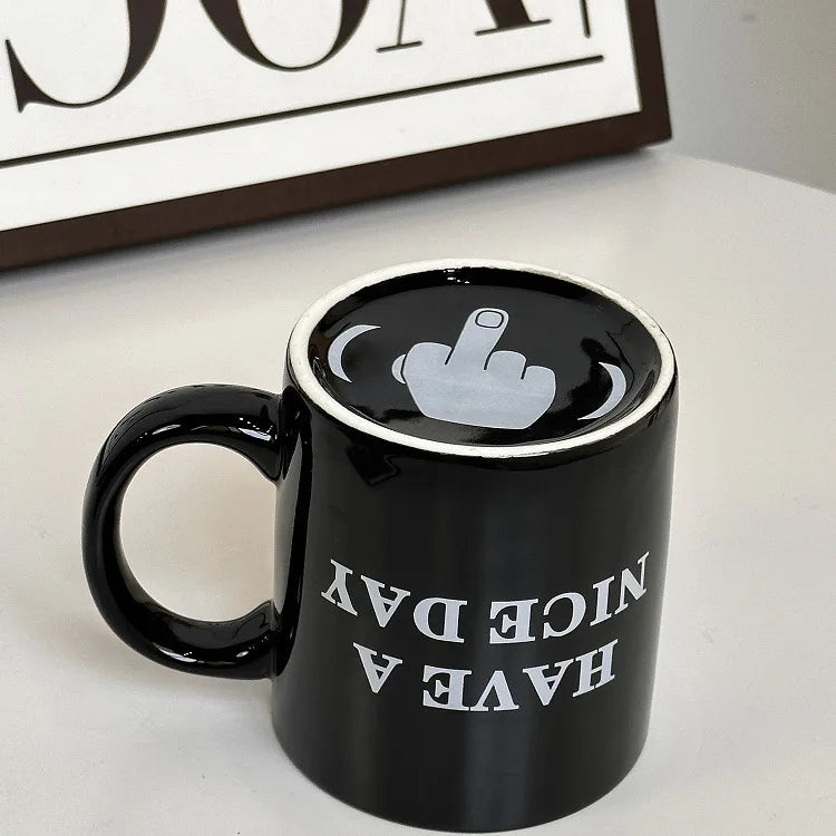 【Funny Middle Finger Design】Ceramic Coffee Mug – “Have a Nice Day” Creative Cup for Home & Office - Image 4