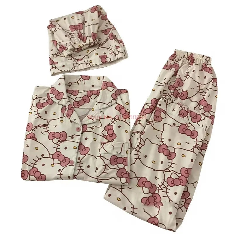 Sanrio Hello Kitty Pajama Set – Kawaii Anime Sleepwear for Girls (Long & Short Options) - Image 4