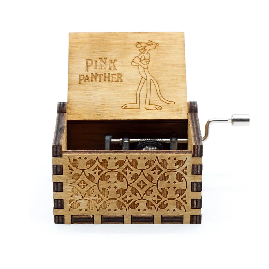 Hand-Cranked Wooden Theme Music Box - Image 3