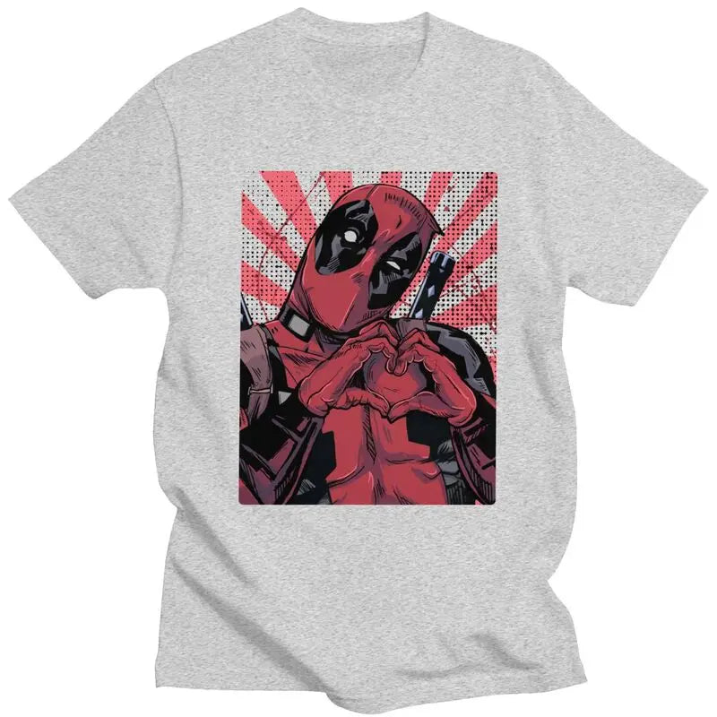 Cool Deadpool Heart Hands T-Shirt – Men’s Short Sleeve Cotton Tee - Image 11