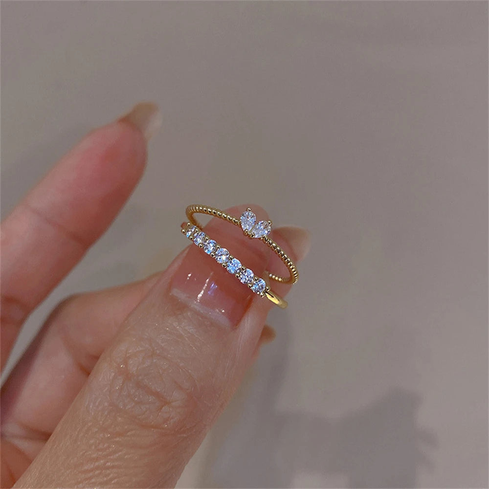 Aesthetic Elegant Dainty Crystal Heart Rings - Image 9