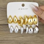 Chunky Gold Plated Waterdrop Hoop Earring Set