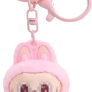 Cute Flocking Cartoon Monsters Keychain – Kawaii Bag Charm Gift for Women