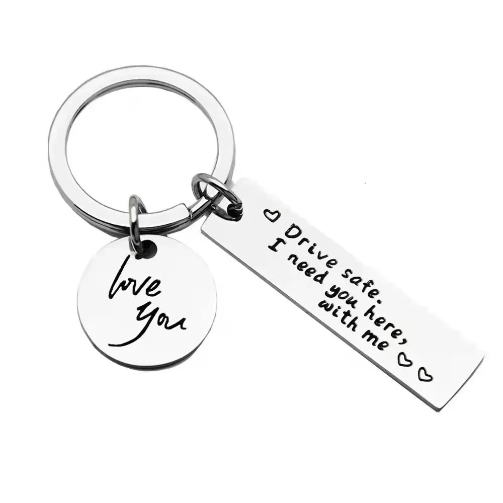 "Drive Safe, I Need You Here With Me" Metal Keychain – Romantic Gift for Men & Women - Image 5