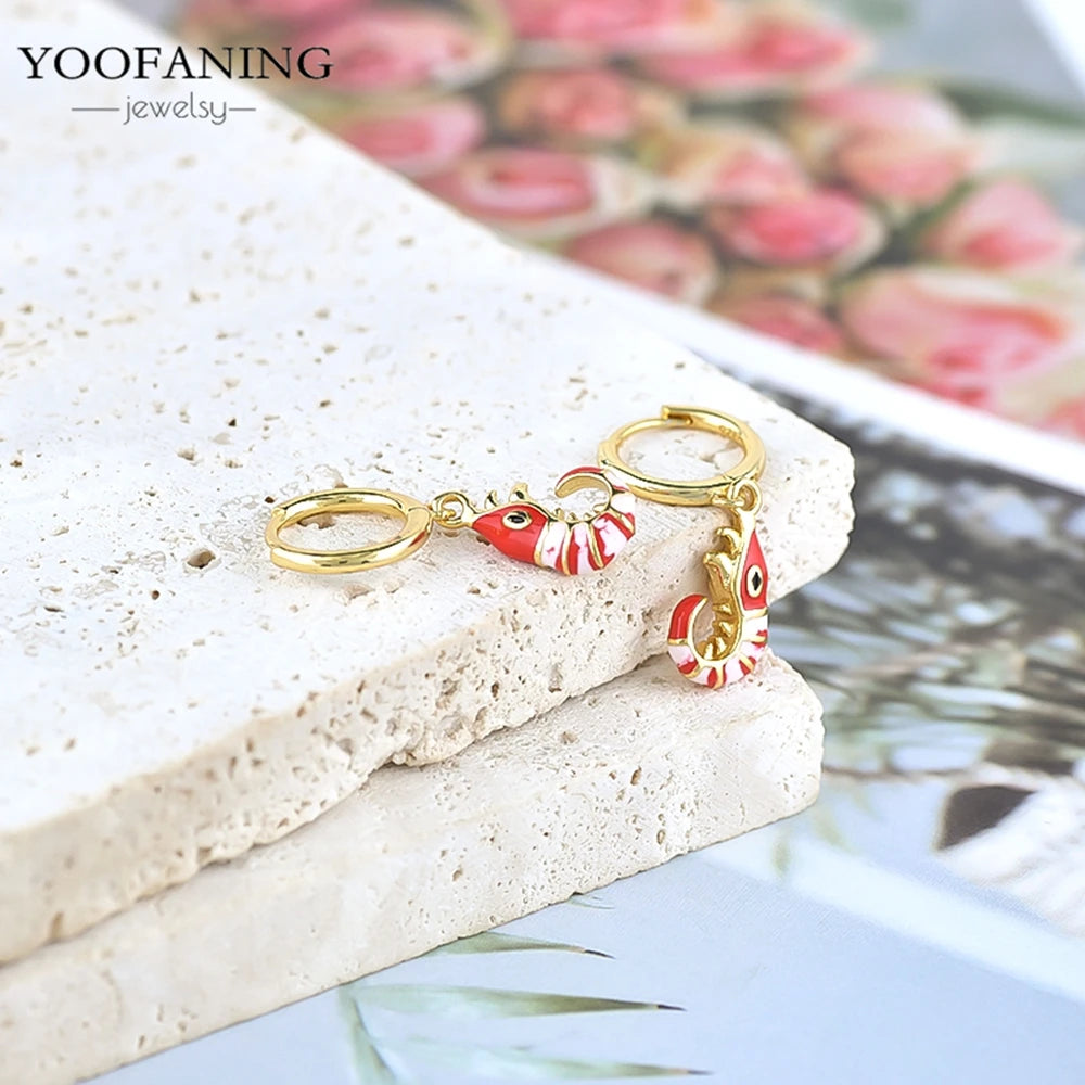 925 Sterling Silver Red Series Hoop Earrings – Red Zircon Love, Strawberry & Starfish Design - Image 5