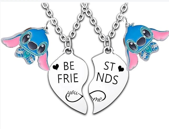 1 Pair Lilo & Stitch Pendant Necklaces – Kawaii Stainless Steel Couple Neck Chains - Image 15