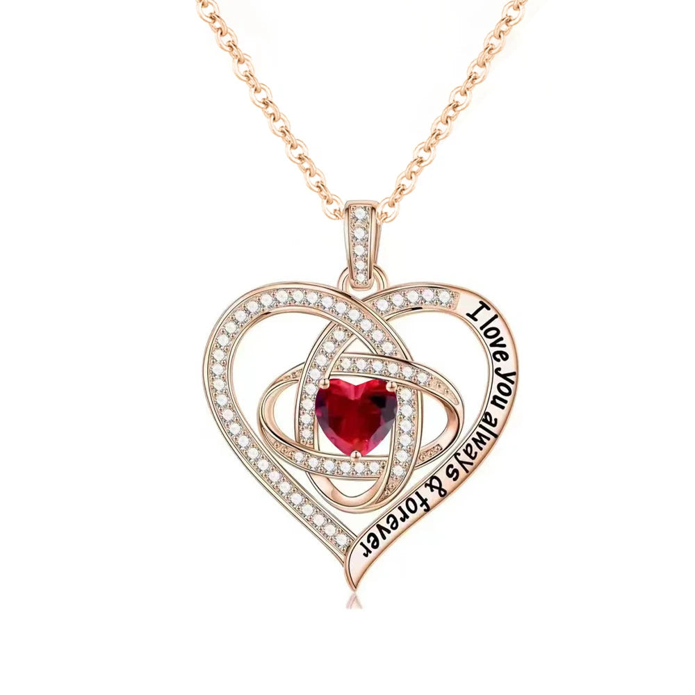 Luxury Red Zircon Pendant Necklace with Rose Flower - Image 14