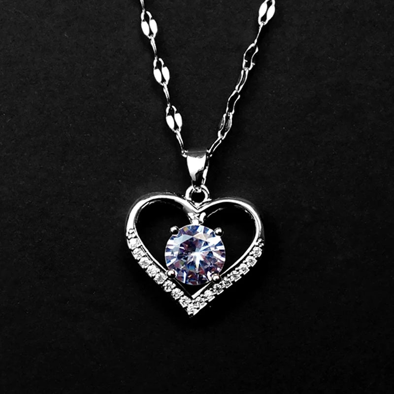 Artificial Gems Heart Pendant Necklace for Women - Image 7
