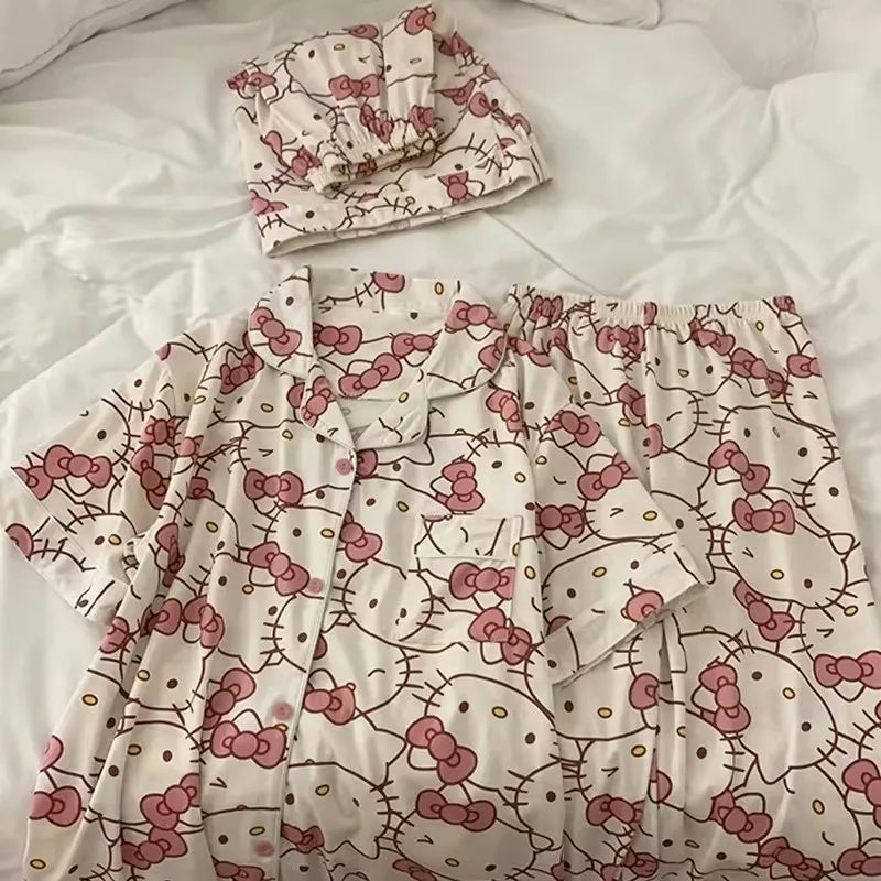 Sanrio Hello Kitty Pajama Set – Kawaii Anime Sleepwear for Girls (Long & Short Options) - Image 2