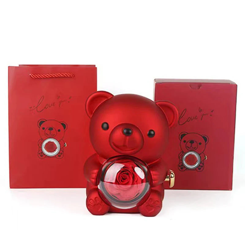 Custom Text Double Love Heart Eternal Necklace – With Luxury Bear & Rose Gift Box for Women - Image 6