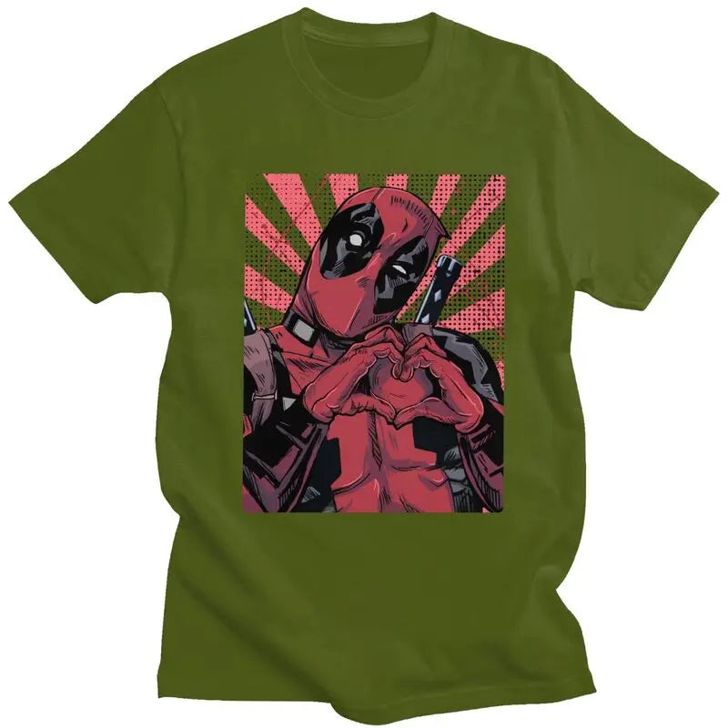 Cool Deadpool Heart Hands T-Shirt – Men’s Short Sleeve Cotton Tee - Image 8