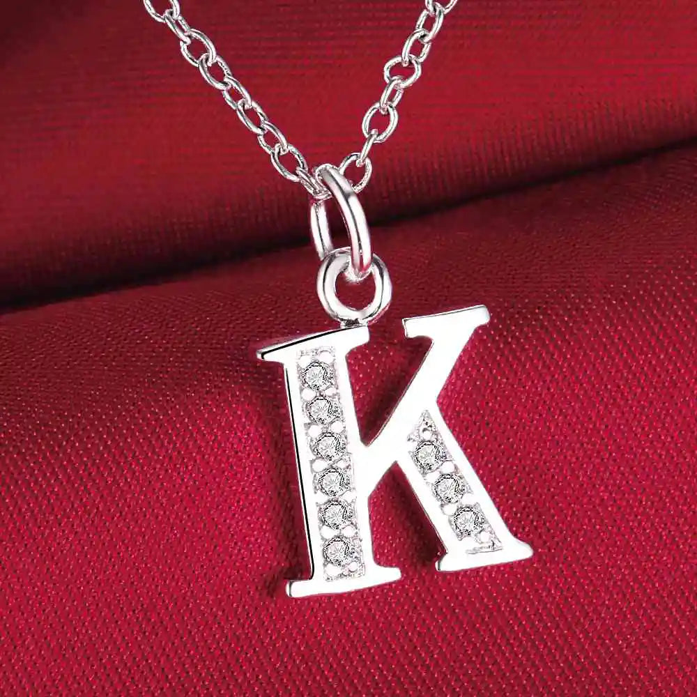 26 Letters 925 Sterling Silver Necklace Pendant – Zircon Accent Jewelry for Women - Image 21