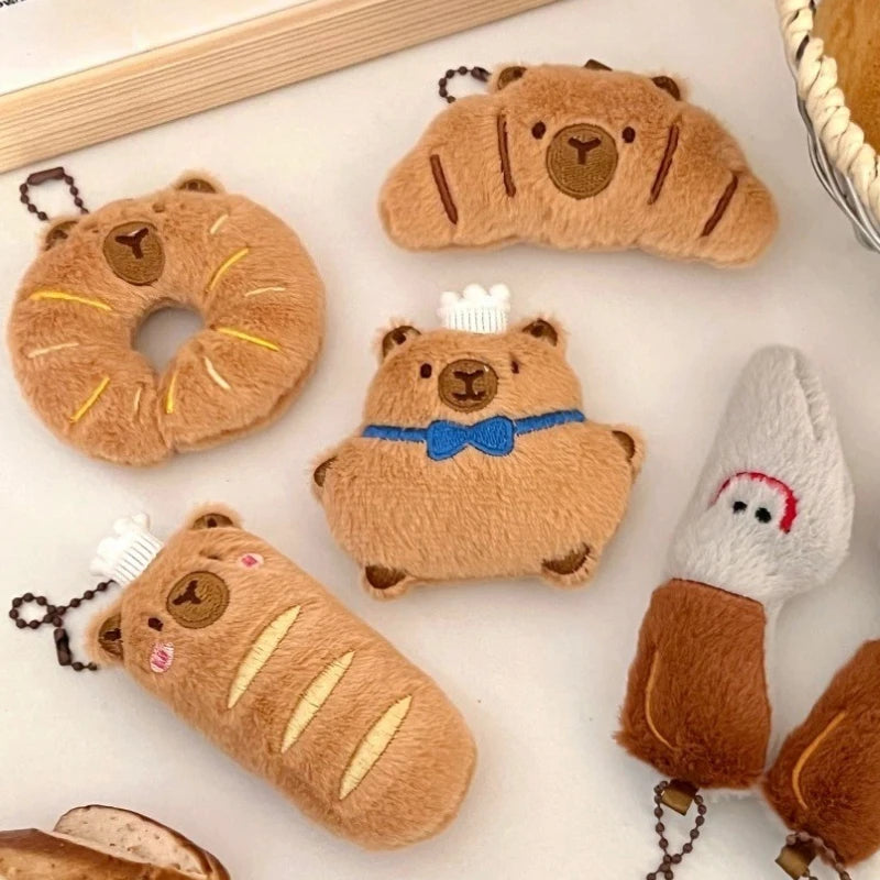 1–10PCS Gourmet Capybara Plush Pendant – Cute Cartoon Doll for Bags, Decor & Gifts - Image 3