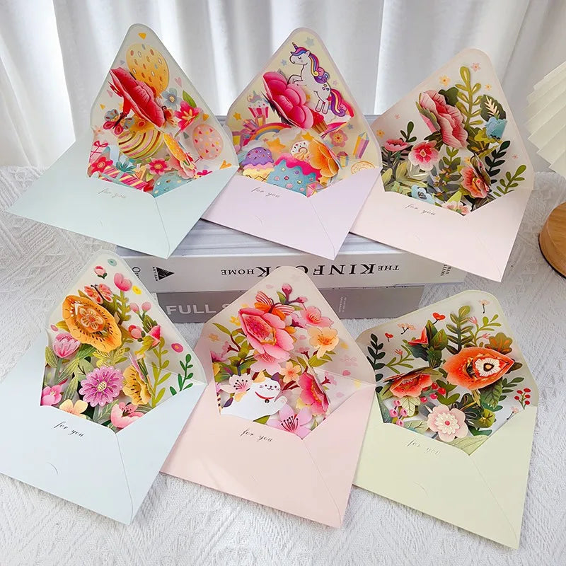 3D Flower Greeting Card Set – Romantic Cards for Birthdays, Christmas, Weddings & More