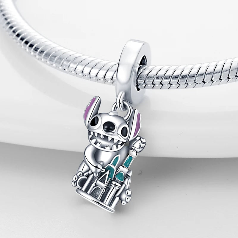 Disney 925 Sterling Silver Beads – Mickey, Stitch, Princess, Cinderella Charms for DIY Bracelets - Image 6