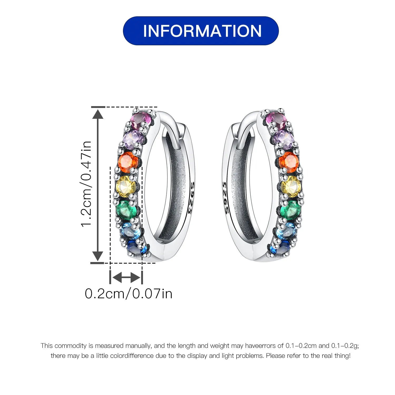 925 Sterling Silver Rainbow Series Hoop Earrings – Versatile Jewelry Gift for Women - Image 6