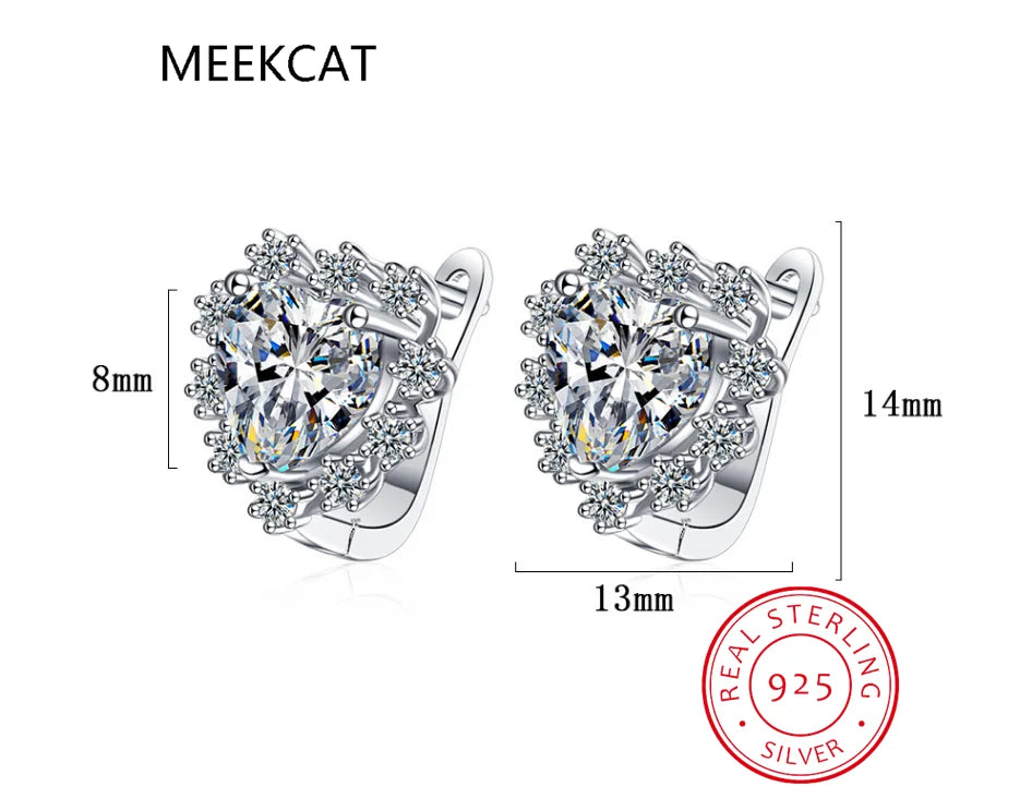 Love Heart Created Blue Sapphire Hoop Earrings – 925 Sterling Silver Fine Jewelry - Image 4