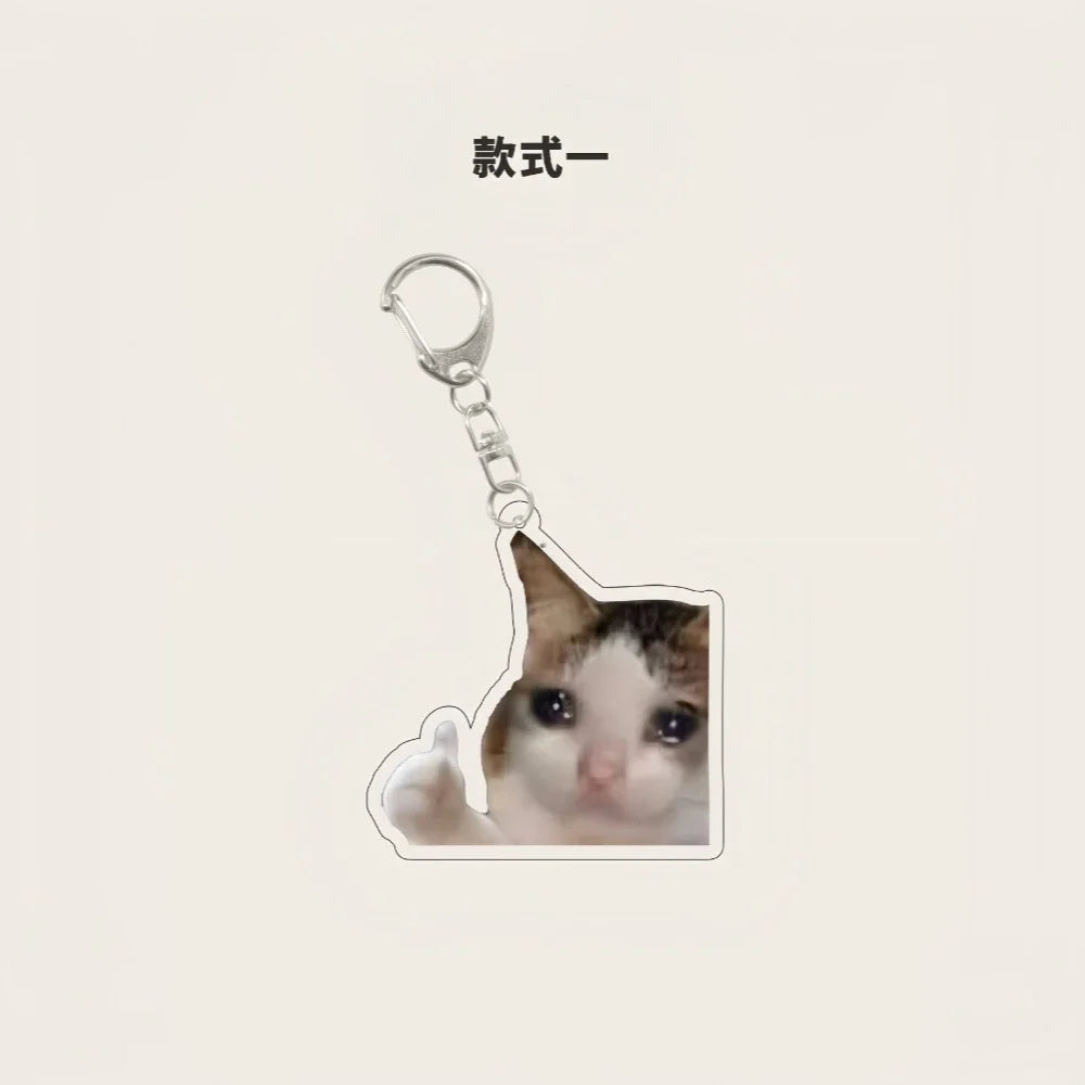 Funny Rambling Goat & Huh Cat Meme Keychain – Screaming Confused Cat Pendant Gift - Image 11
