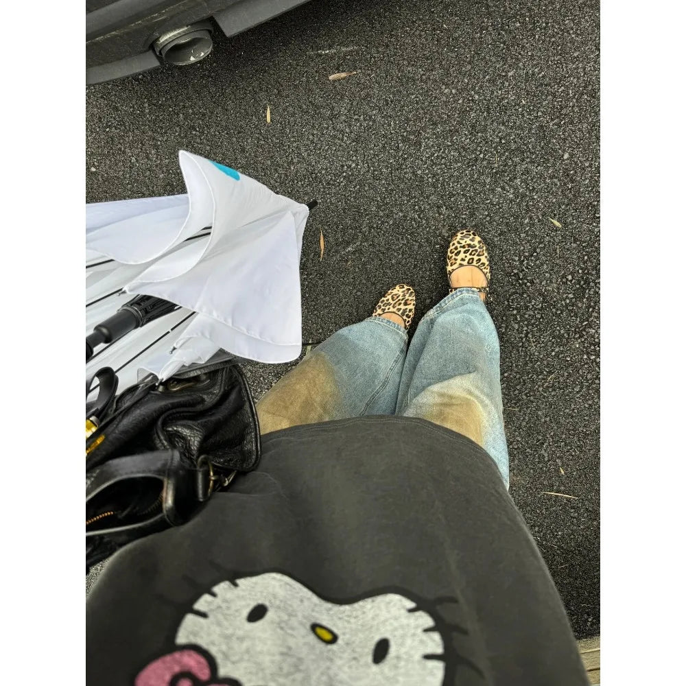 Hello Kitty Cartoon T-Shirt – Cute Loose-Fit Round Neck Casual Top for Women & Girls - Image 4