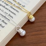 Lxalry Handmade 14K Gold-Plated Glass Pearl Necklace – Eco-Friendly Light Bulb Pendant Jewelry Gift for Women
