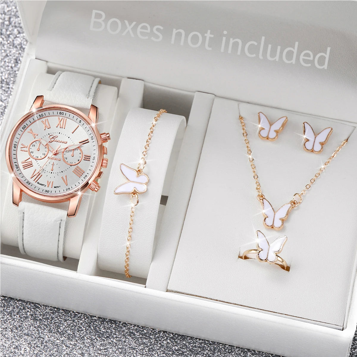 5/6PC Fashion Women's Quartz Watch & Jewelry Set - Image 4