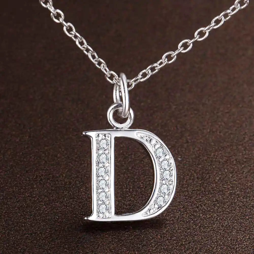 26 Letters 925 Sterling Silver Necklace Pendant – Zircon Accent Jewelry for Women - Image 17
