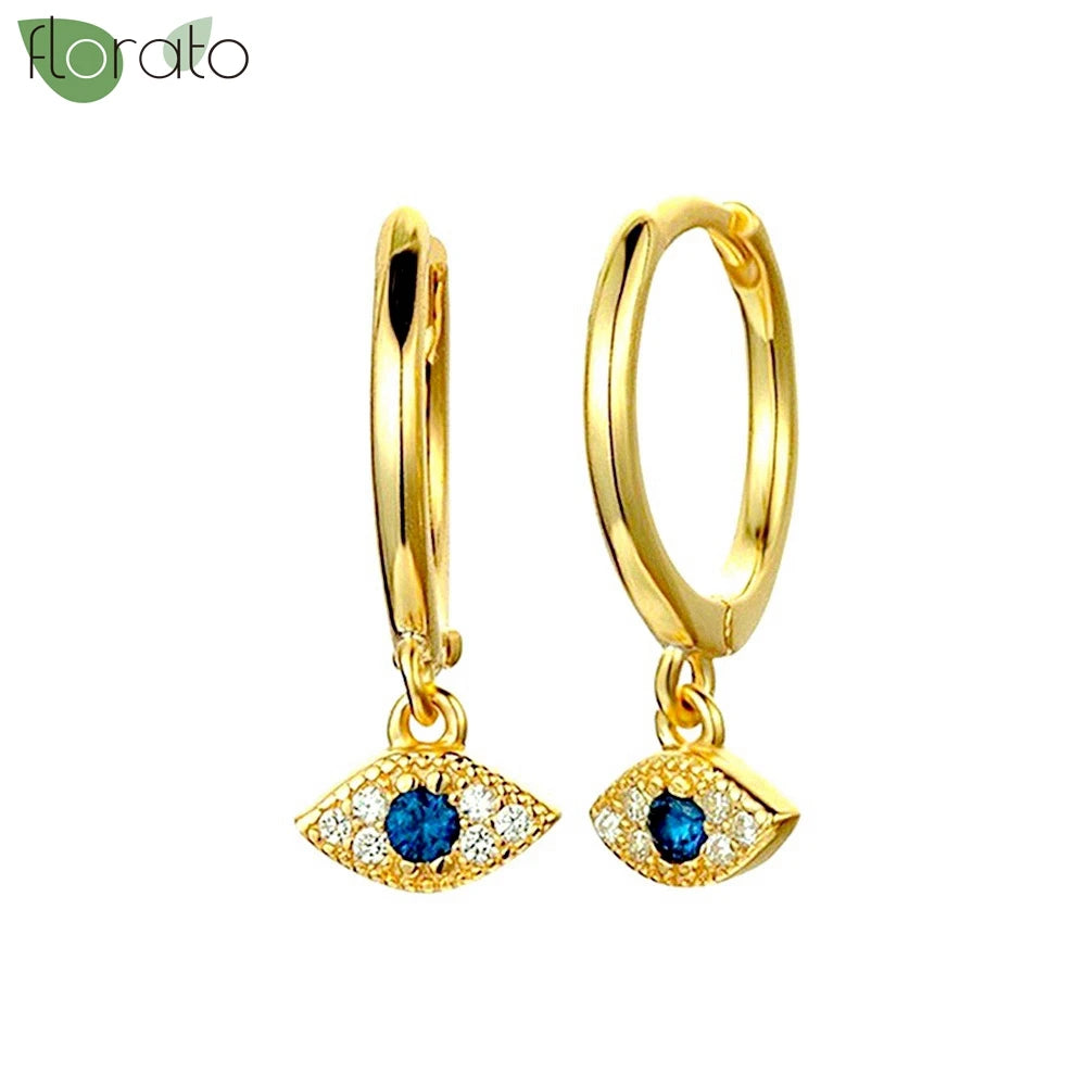 925 Sterling Silver Needle Vintage Gold Hoop Earrings – Evil Eye Pendant Jewelry for Women - Image 13