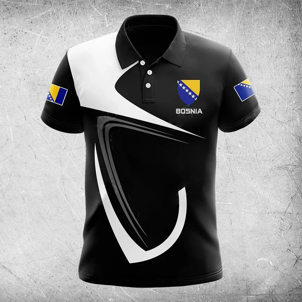 New Bosnian National Flag Graphic Polo Shirt – Men’s High-Quality National Day Top - Image 4