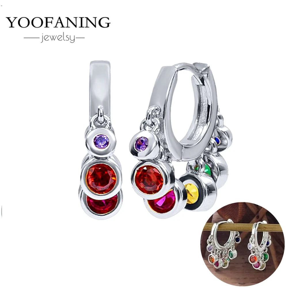 925 Sterling Silver Red Series Hoop Earrings – Red Zircon Love, Strawberry & Starfish Design - Image 11