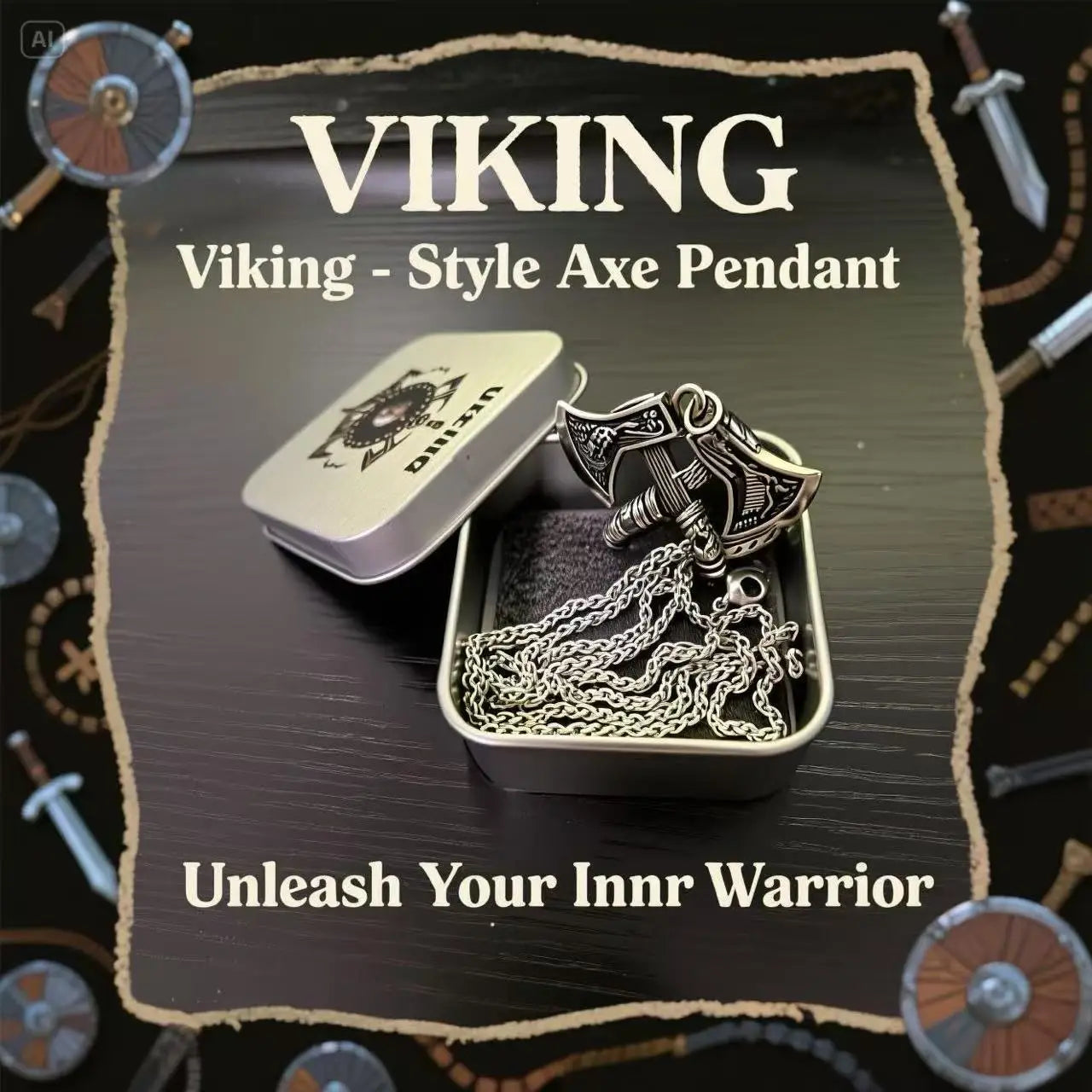 HNSP Viking Pendant Necklace – 316L Stainless Steel Chain for Men - Image 9