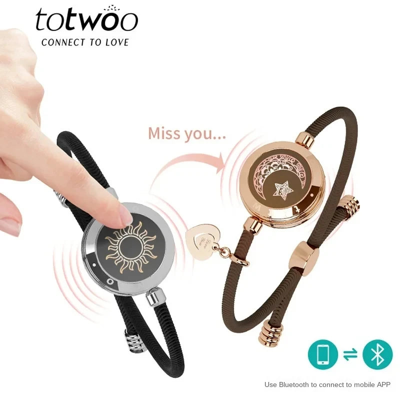 TOTWOO Long Distance Touch Bracelets for Couples – Smart Light & Vibration Love Jewelry Gift
