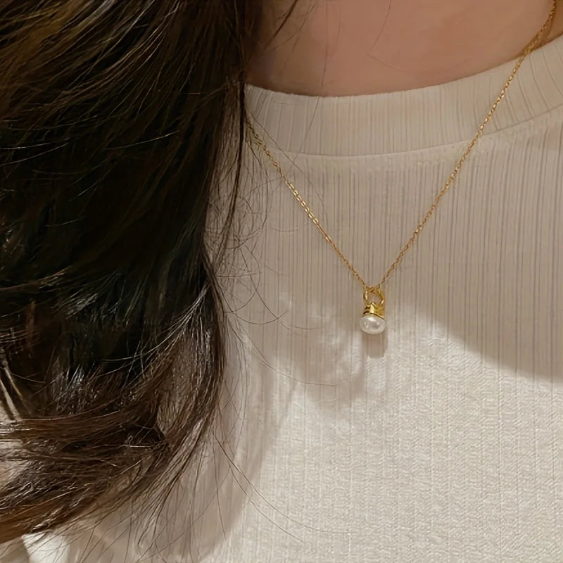 Lxalry Handmade 14K Gold-Plated Glass Pearl Necklace – Eco-Friendly Light Bulb Pendant Jewelry Gift for Women - Image 3