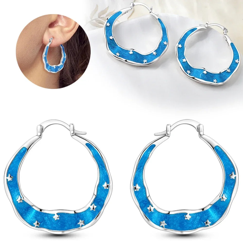 925 Sterling Silver Star, Moon & Sun Hoop Earrings – Infinity Love Golden Jewelry for Women - Image 16